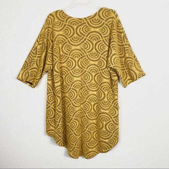 Lularoe Yellow Gold Fan Patterned Half Sleeve Kimono Cardigan Size S - Image 2 of 4
