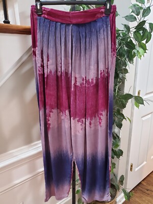 Mina Collection Womens Multicolor Tie Dye 100% Rayon Pull On Harem Pant M