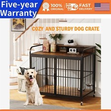   Dog Crate Furniture with Adjustable Height Feeder 39.8" Heavy Duty Dog Crate