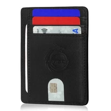 Men’s RID Secure Bi fold Wallet Slim Minimalist Genuine Leather Card Holder Gift