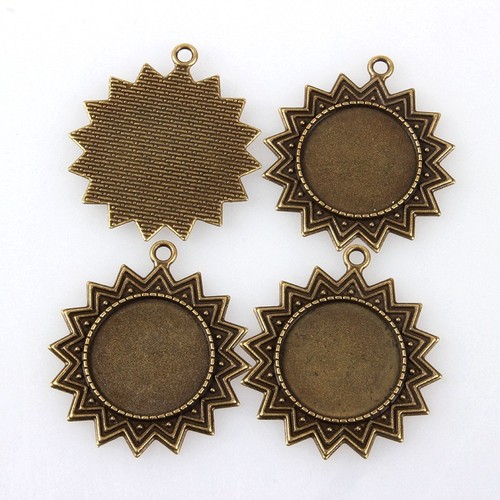Antik Bronze Flach Rund Tablett Anhänger Cabochon Rohling Einfassung Nickelfrei - Bild 58 von 108