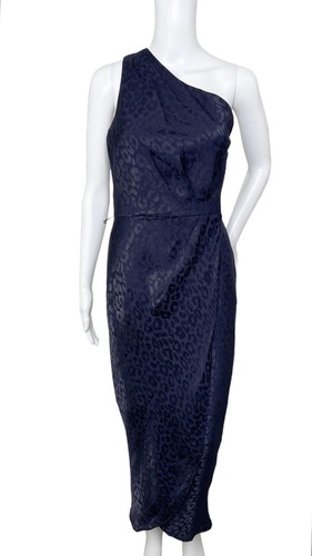 Abito midi drappeggiato monospalla Ted Baker donna blu Zoeii taglia 3/US 8 nuovo con etichette - Foto 9 di 18
