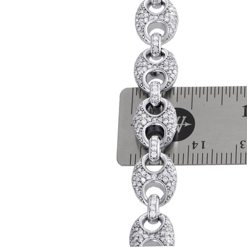 10K White Gold 9.50mm Diamond Solid Puff Gucci Link Chain 22" Necklace 11.60 CT. - Picture 6 of 8