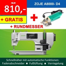 Industrien&auml;hmaschine Zoje A8000 Vollautomatik mit Fadenabschneider DD-Motor -SET