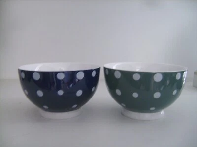 Lot de 2 grands bols en porcelaine Geneviève Lethu à décor de pois - TBE - Photo 1/3