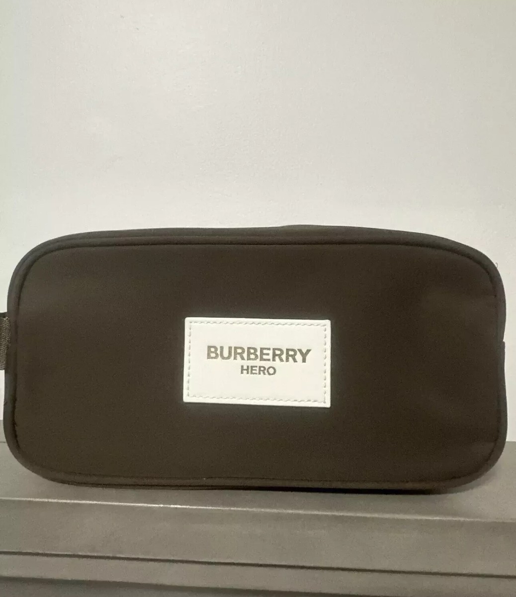 Burberry Dark Brown Large Pouch Travel Dopp Kit Toiletry Bag w