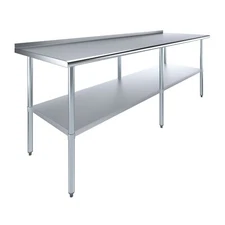 30 in. x 96 in. Stainless Steel Work Table with 1.5 in. Backsplash