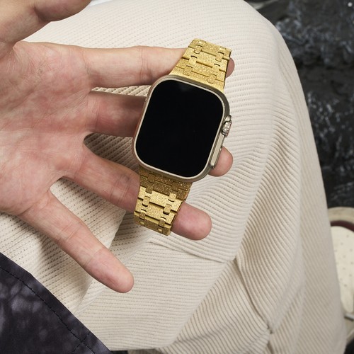 Correa dorada esmerilada de acero inoxidable para Apple Watch Ultra AP serie 10 9 8 7 6 5 - Imagen 11 de 22
