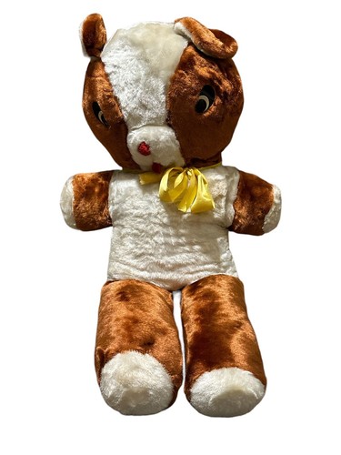 Vintage 1950's-1960's Teddy Bear Carnival Fair Plush Prize Brown, White - 第 2/12 張圖片