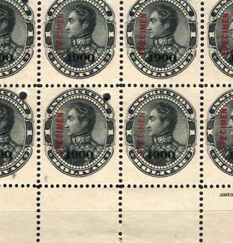 VENEZUELA Simon Bolivar 1901 *SPECIMEN* 1b Postal Fiscal Block{10} UM MNH MA612 - Picture 4 of 6