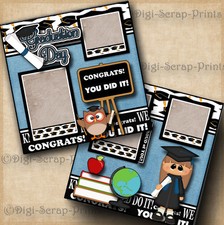 GRADUATION GIRL 2 premade scrapbook pages paper piecing layout school DIGISCRAP