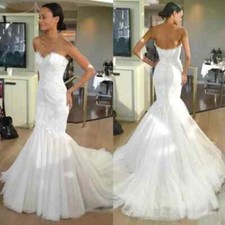 Vintage Mermaid Wedding Dresses Applique Sweetheart Bridal Gowns Court Train