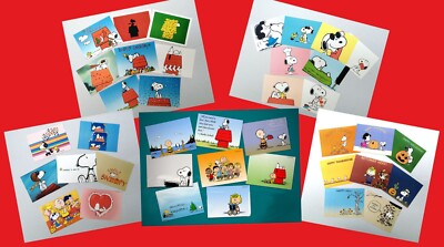 Neu Sammlerstück Set 7 oder 8 verschiedene Snoopy Design Bild Postkarten Geschenk Spaß