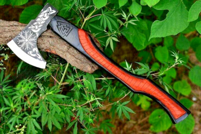 HANDMADE CARBON STEEL VIKING AXE HATCHET INTEGRAL THROWING TOMAHAWK 2623
