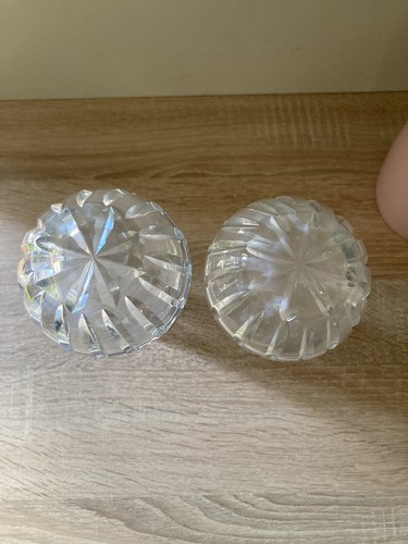 Leaf Pattern Cut Crystal Vase Pair Glass German Clear Hand Cut Florist Display - Picture 6 of 6