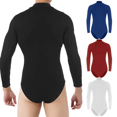 Herren Body Overall Langarm Bodysuit Leotard Baumwolle Hemdbody T-Shirts - Bild 1 von 4