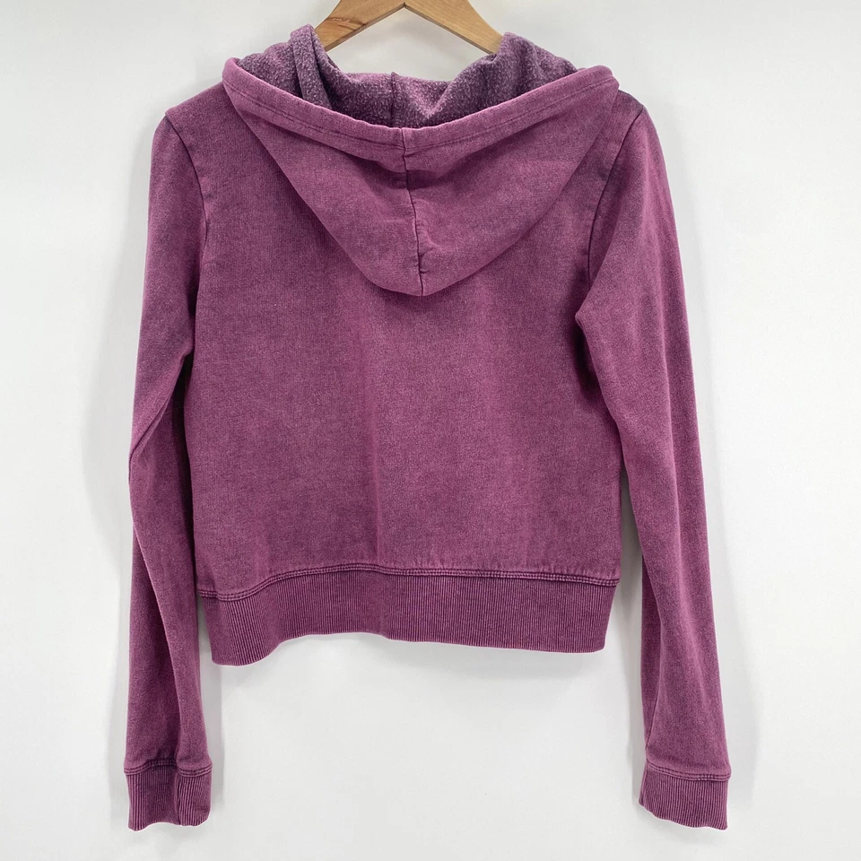 Threads For Thought Rose Mineral Wash Crop Hoodie Women's Small NWT Eggplant - Image 2 of 4