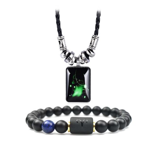 Widder Sternzeichen Sternbild Halskette Armband für Damen Herren Naturstein Abstand - Bild 1 von 7