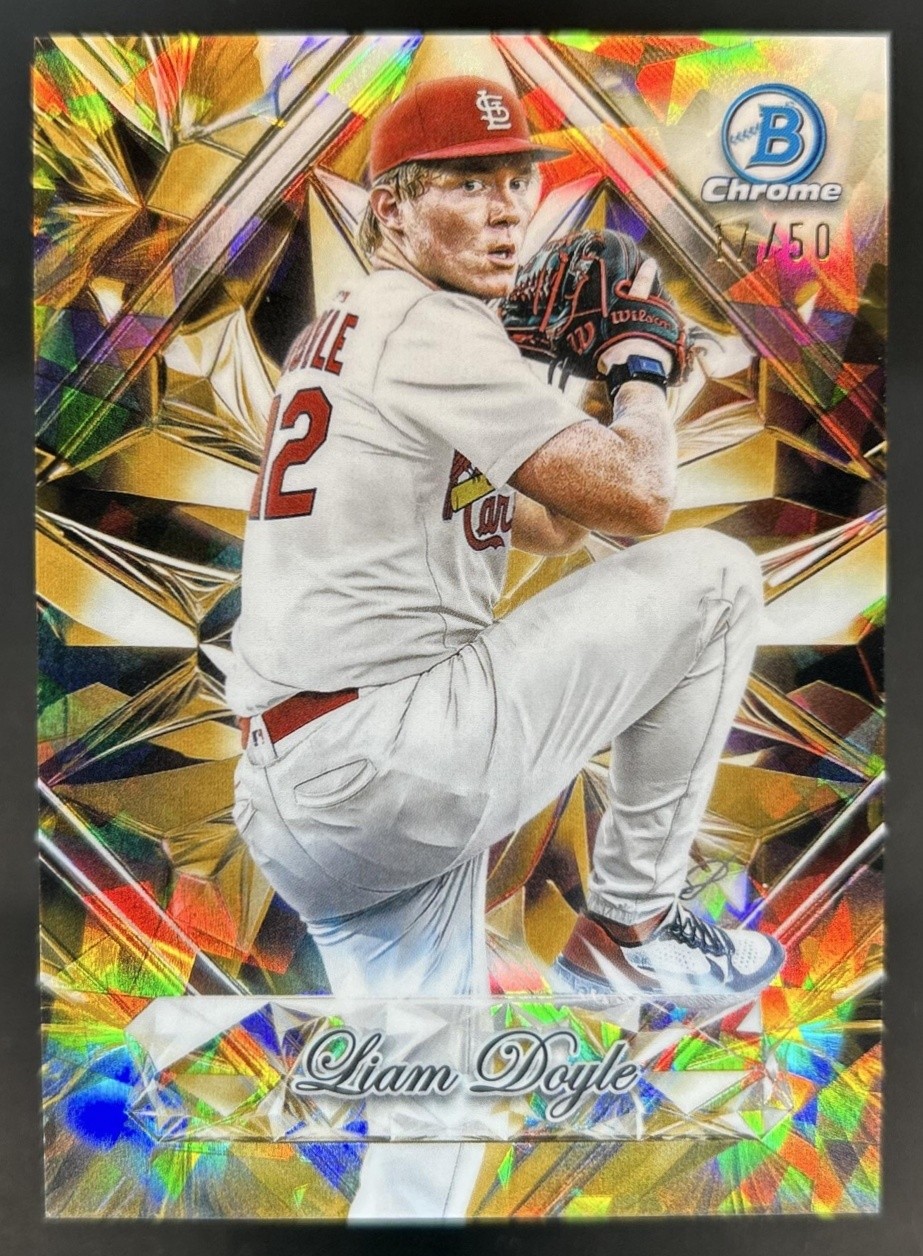 2025 Bowman Draft Sapphire Liam Doyle Selections Gold Refractor #/50 Cardinals