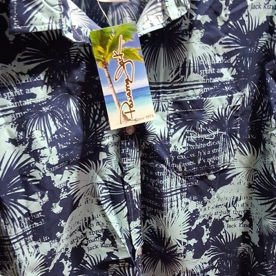 Panama Jack Men's XL Blue White Floral Short Sleeve Button-Up Shirt