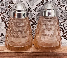 Vintage Fostoria American Whitehall Peach Collection Salt & Pepper Shaker Set