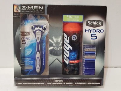 X-Men Marvel Schick Hydro 5 Razor Value Pack 2 Cartridges Edge Shave Black Blue - Image 1 of 4