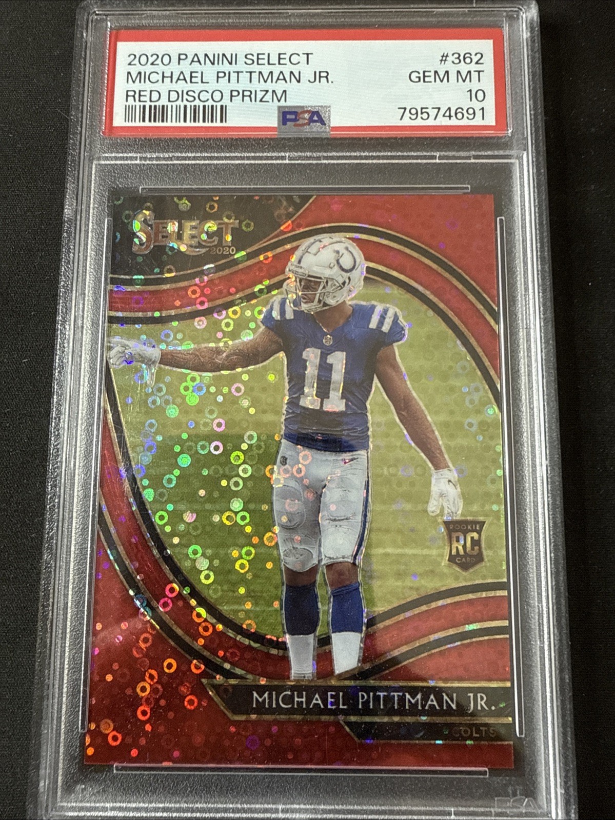 2020 Select Michael Pittman Jr. RC Disco Red Prizm Field Level #11/49 PSA 10