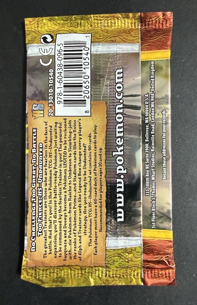 Pokemon TCG HS Undaunted SOULSILVER Booster Pack Sealed BOX FRESH NEW Pokemon TCG HS Undaunted SOULSILVER Booster Pack Sealed BOX FRESH NEW
