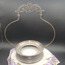Vintage Victorian Metal Silver Tone Filigree Bride Basket Display Holder Stand