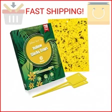 Gideal 20-Pack Dual-Sided Yellow Sticky Traps for Flying Plant Insect Such as Fu
