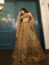 New Designer Butterfly Net Copper Lehenga Choli With Dupatta For Reception