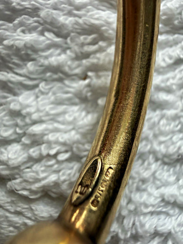 Gold 9ctMetal Open Cuff Bangle Bracelet Ball Ends Stackable No Stone