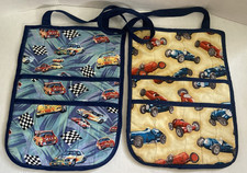 Two Car Print Back Seat Hanging Organizers Handmade used 3 pockets