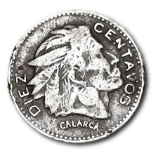 1959 Colombia 10 Centavos Diez Centavos Calarca Chief Eagle Coat of Arms B235