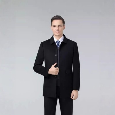 New Cashmere Coat Men Winter Business Casual Jacket Down Lining