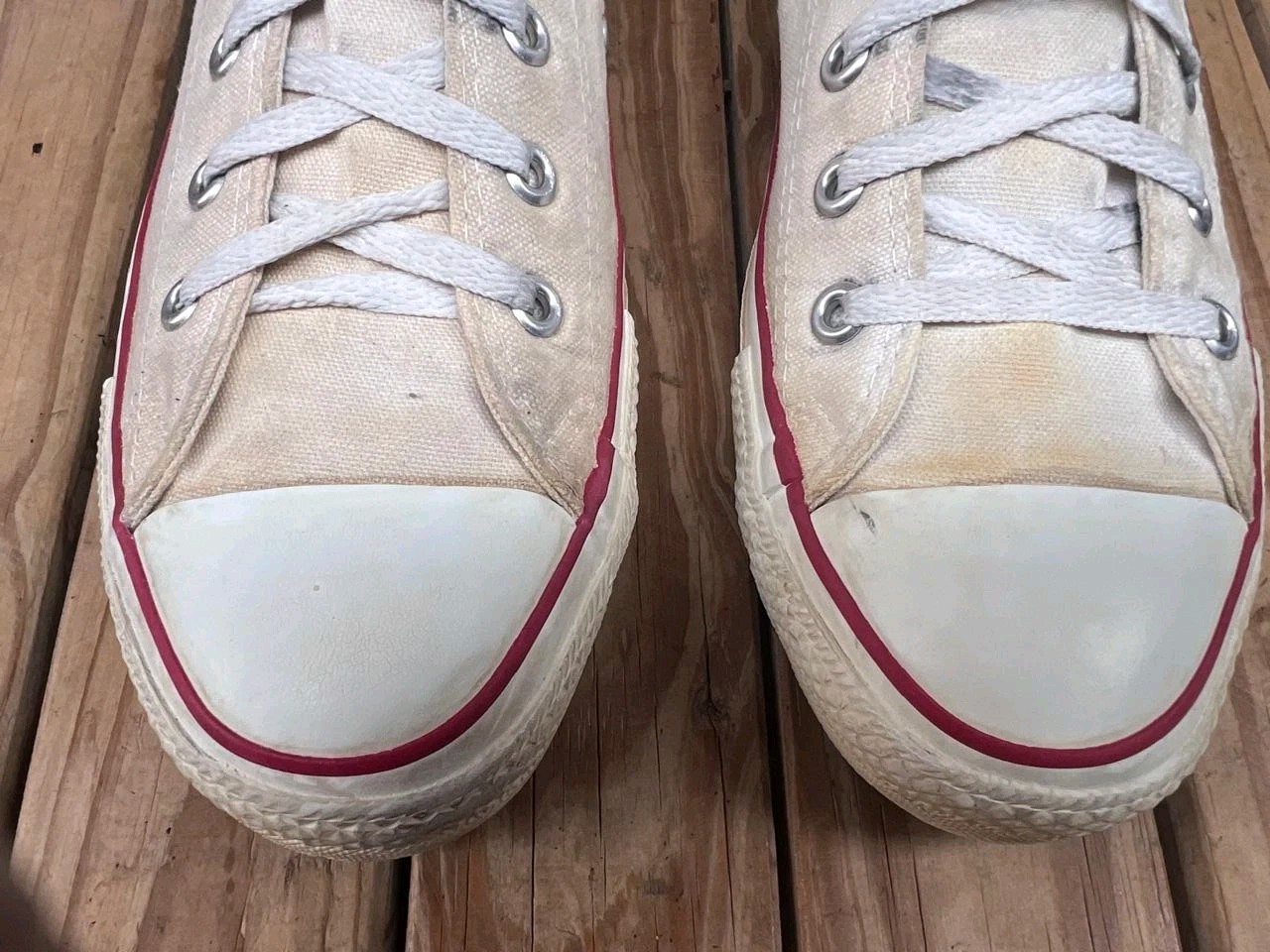 VTG 🔥🔥Rare Chuck Taylor All Star Converse white cream Made In USA 12 uk  11 thumbnail 5