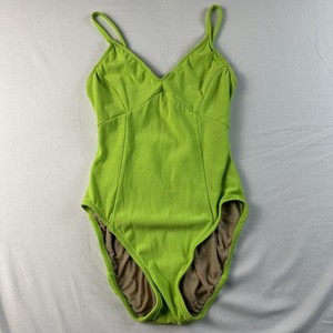 VTG Calvin Klein One Piece Bathing Swimsuit Small Lime Neon Green 90s High Cut