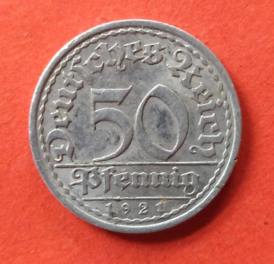 50 Pfennig Deutsches Reich 1921 A (Sammlerstück) Sich regen bringt Segen - Bild 1 von 3