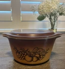 Pyrex Old Orchard Vintage Casserole Dish #473 1 Qt With Lid 1970s Brown Ombré