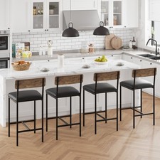 Set of 4 Breakfast Bar Stools Kitchen Stools with Back Bar Chairs Upholstered
