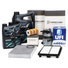 HIRSCHER Filterset + 7L WOLF 5W30 C4 für NISSAN QASHQAI 2 J11 1.6 dCi ab 05.2014