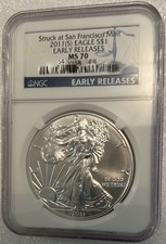 2011 S Silver Eagle Early Releases Ngc Ms70 197