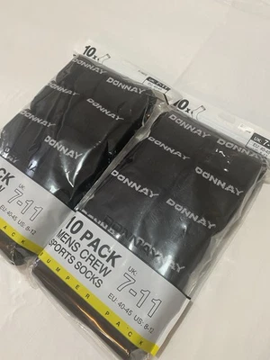 Donnay Men's Socks 1-Pack Size UK 7-11 Everyday Comfort Black New Free Postage