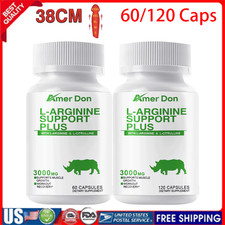 L-Arginine 60/120 Caps Nitric Oxide, Male Vitality Booster, ED Support 3000 mg