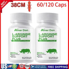 L-Arginine 60/120 Caps Nitric Oxide, Male Vitality Booster, ED Support 3000 mg