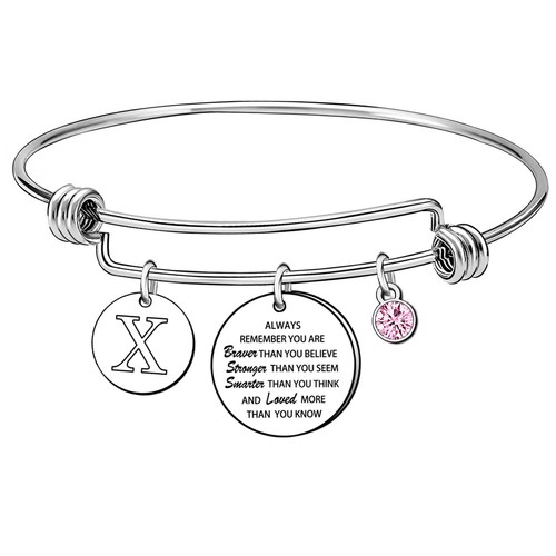 Brazalete Brazalete Inspirador para Mujer Personalizado A-Z Inicial Letra Joyería - Imagen 1 de 3
