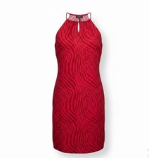 Express Womens Red Polyester Halter Neck Zebra Print Mini Dress Size 3/4 Lined