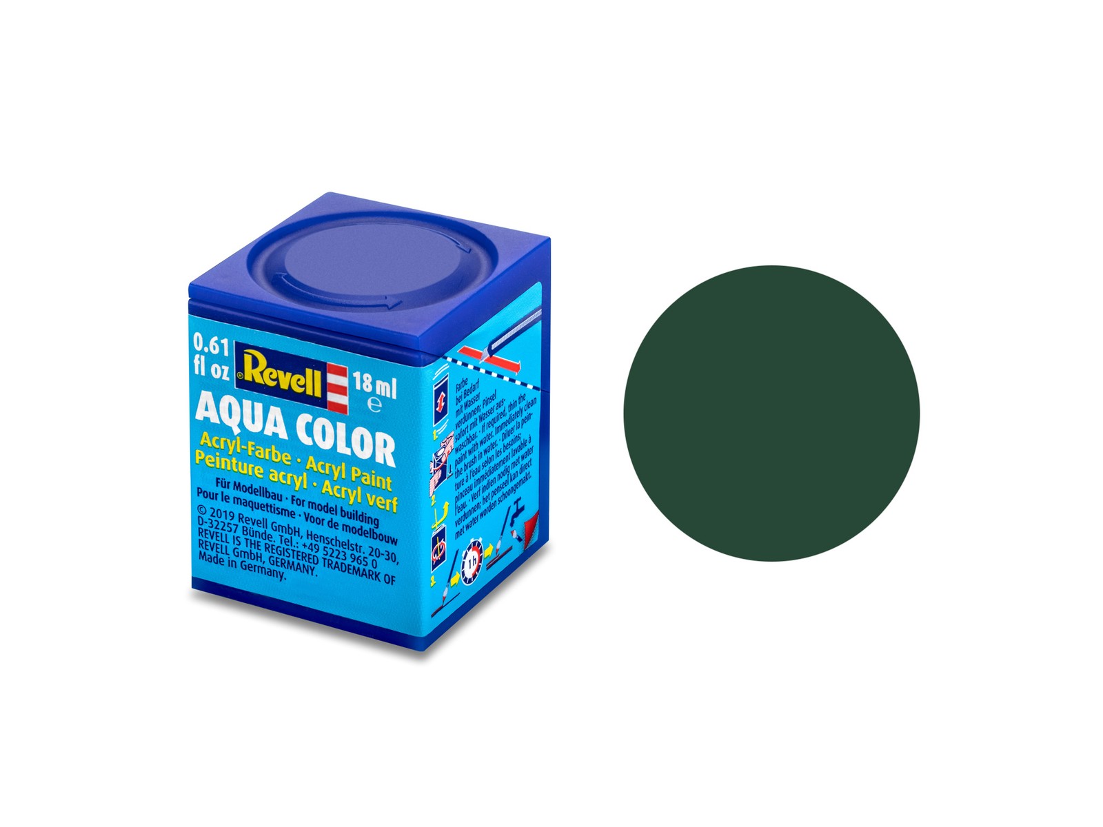 Revell 36168 Dark Green (Matt) - 18ml Acrylic Pot