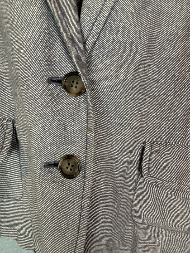 Caslon Blazer Womens Large Gray Linen Cotton Stretch Casual Work Office Jacket - Image 3 of 4