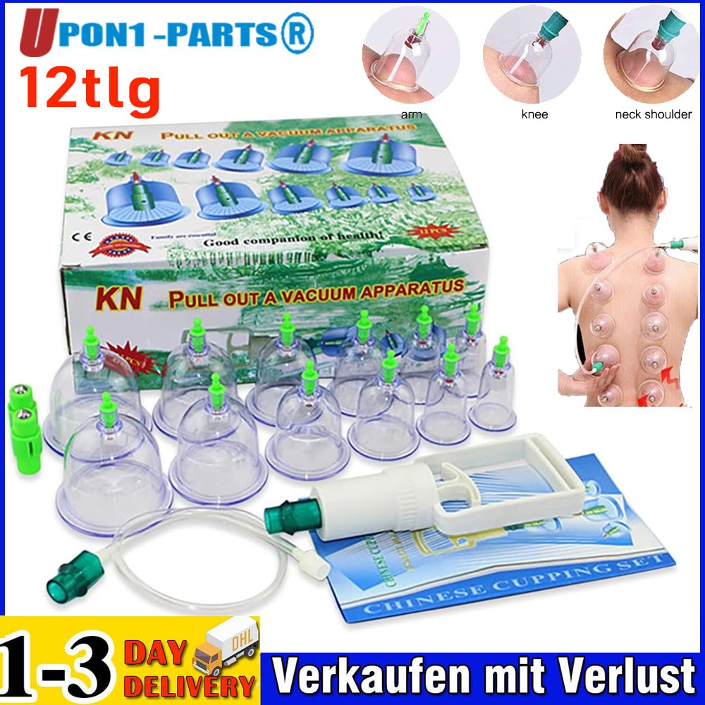 12Stk Schröpfen Set Vakuum Massage SCHRÖPFGLÄSER Cupping Schröpfset Mit Pumpe